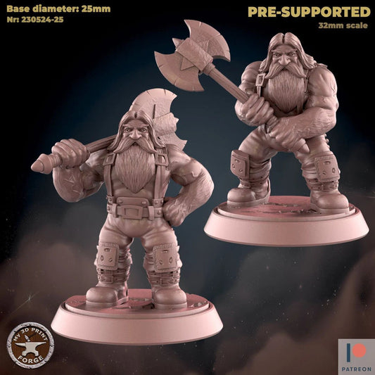Dwarf Forester Npc Miniature - Set of 2 - 28mm