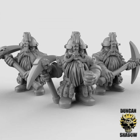 Dwarf miners set | Set of 3 - Tabletop RPG & D&D miniature. Perfect for wargaming & collectors
