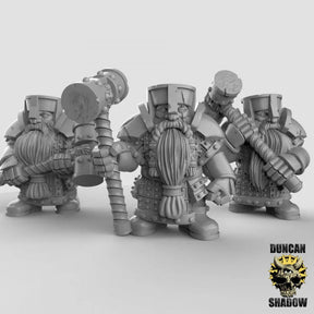 Dwarf Group Miniature | Set of 3 - Tabletop RPG & D&D miniature. Perfect for wargaming & collectors