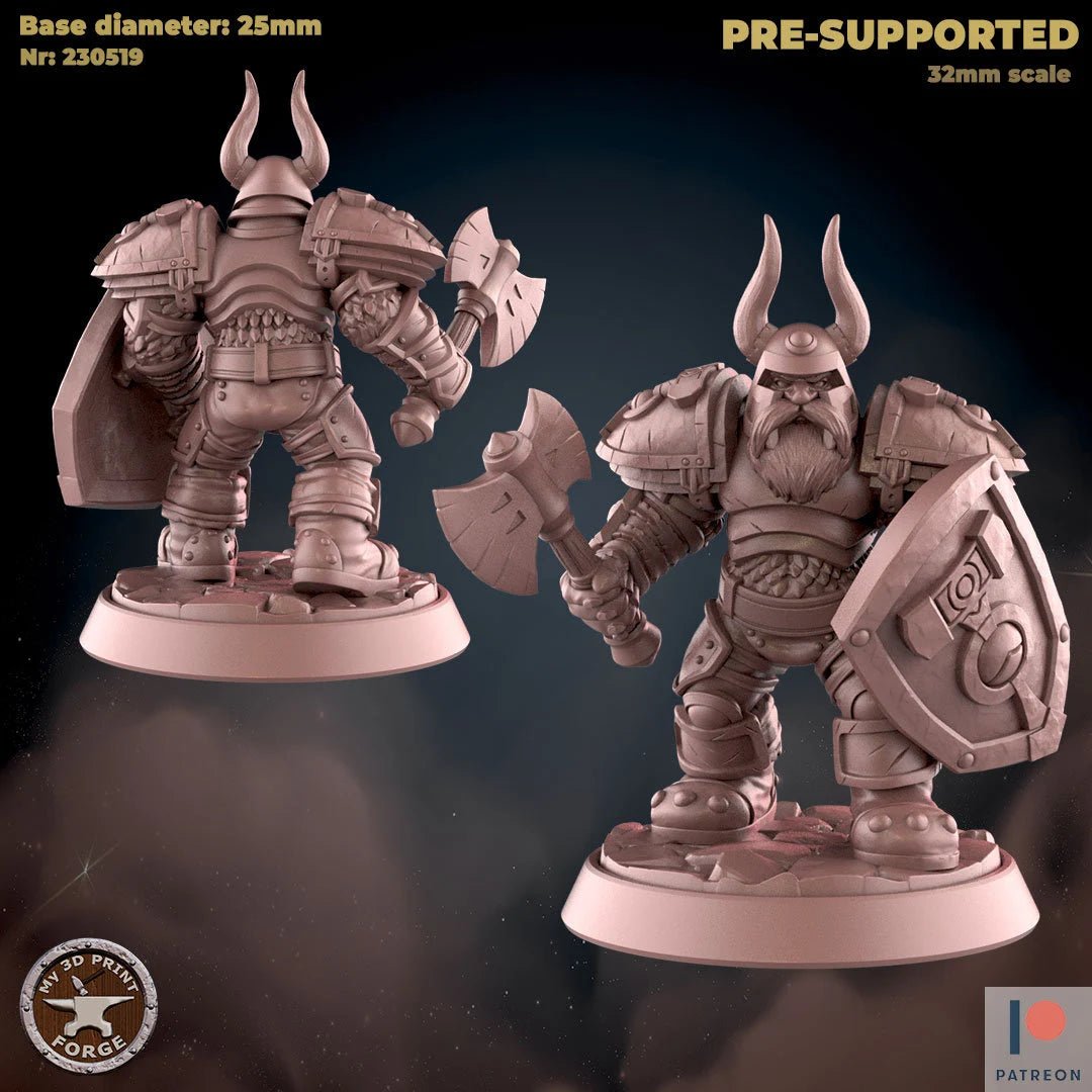 Dwarf Guards Miniature | A - Tabletop RPG & D&D miniature. Perfect for wargaming & collectors