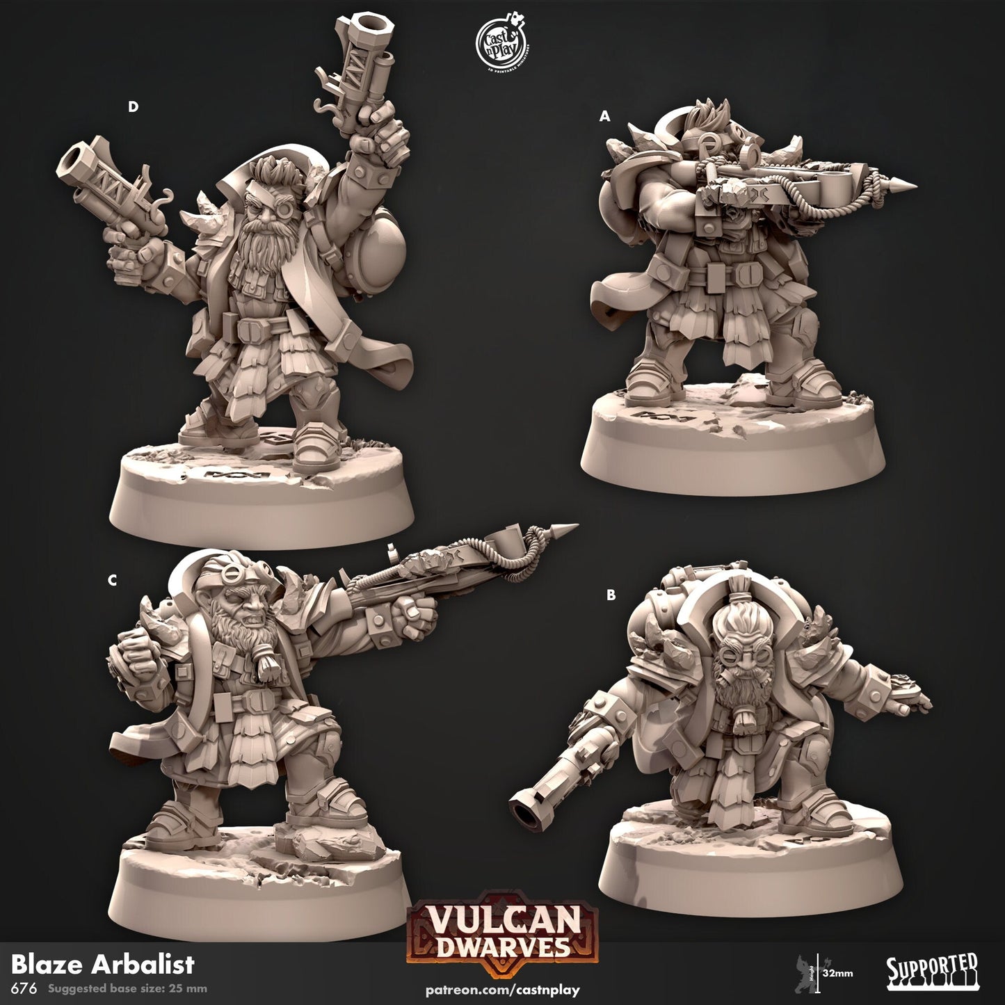 Dwarf Heat Maulers, Vulcan Dwarves Miniature - A - 