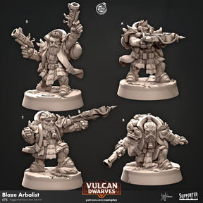 Fire Dwarf Miniature Vulcan | A - Tabletop RPG & D&D miniature. Perfect for wargaming & collectors