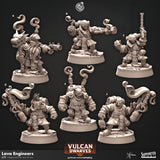 Dwarf Lava Engineers, Vulcan Dwarves Miniature | A - Tabletop RPG & D&D miniature. Perfect for wargaming & collectors