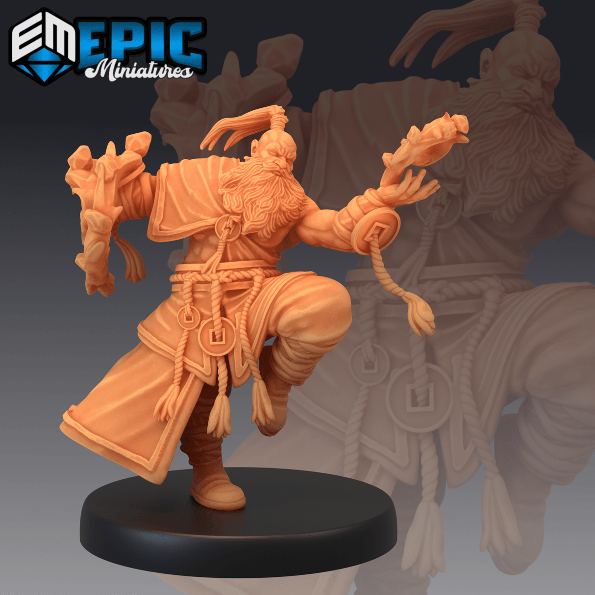 Dwarf Monk Miniature | B - Tabletop RPG & D&D miniature. Perfect for wargaming & collectors