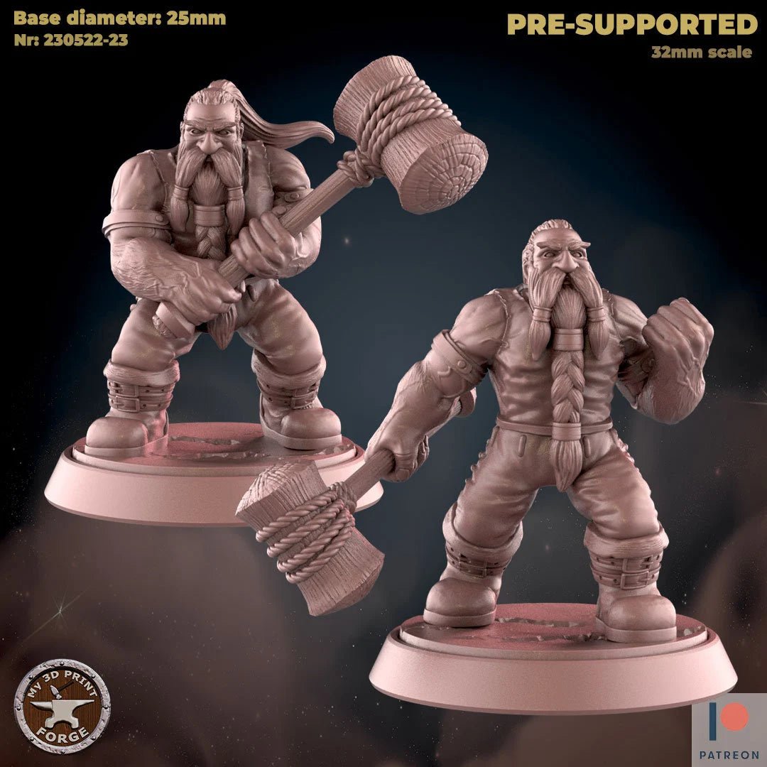 Dwarf Npc Builder Miniature - Set of 2 - 28mm