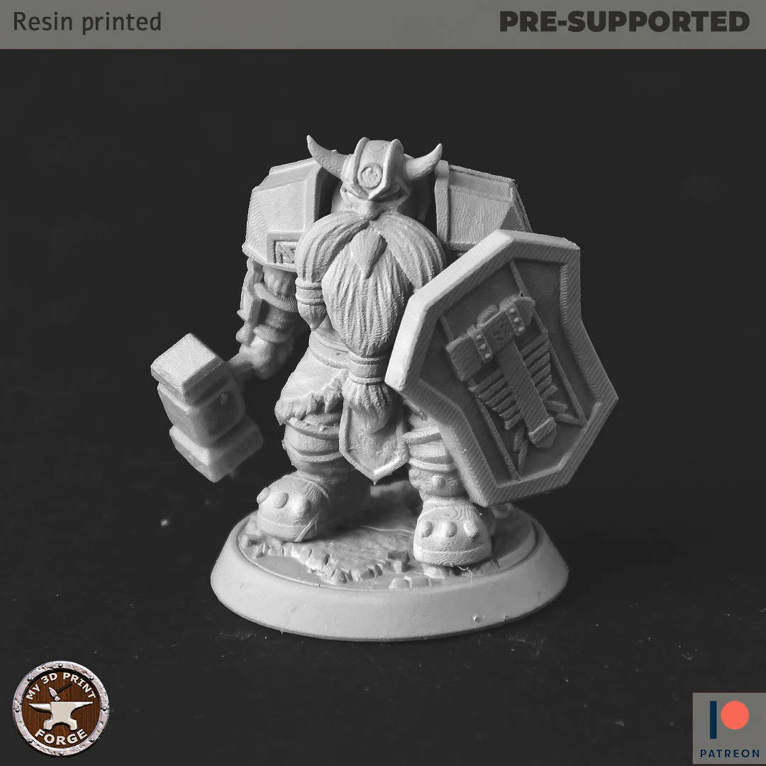Dwarf Paladin Miniature - B - 28mm