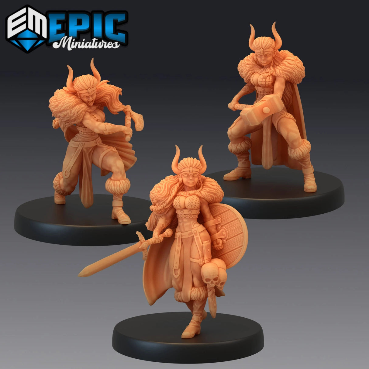 Dwarf Princess Miniature | Set of 3 - Tabletop RPG & D&D miniature. Perfect for wargaming & collectors