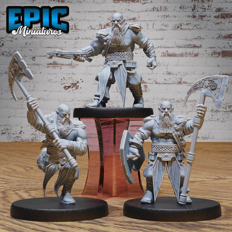 Dwarf Raider Miniature | Set of 3 - Tabletop RPG & D&D miniature. Perfect for wargaming & collectors