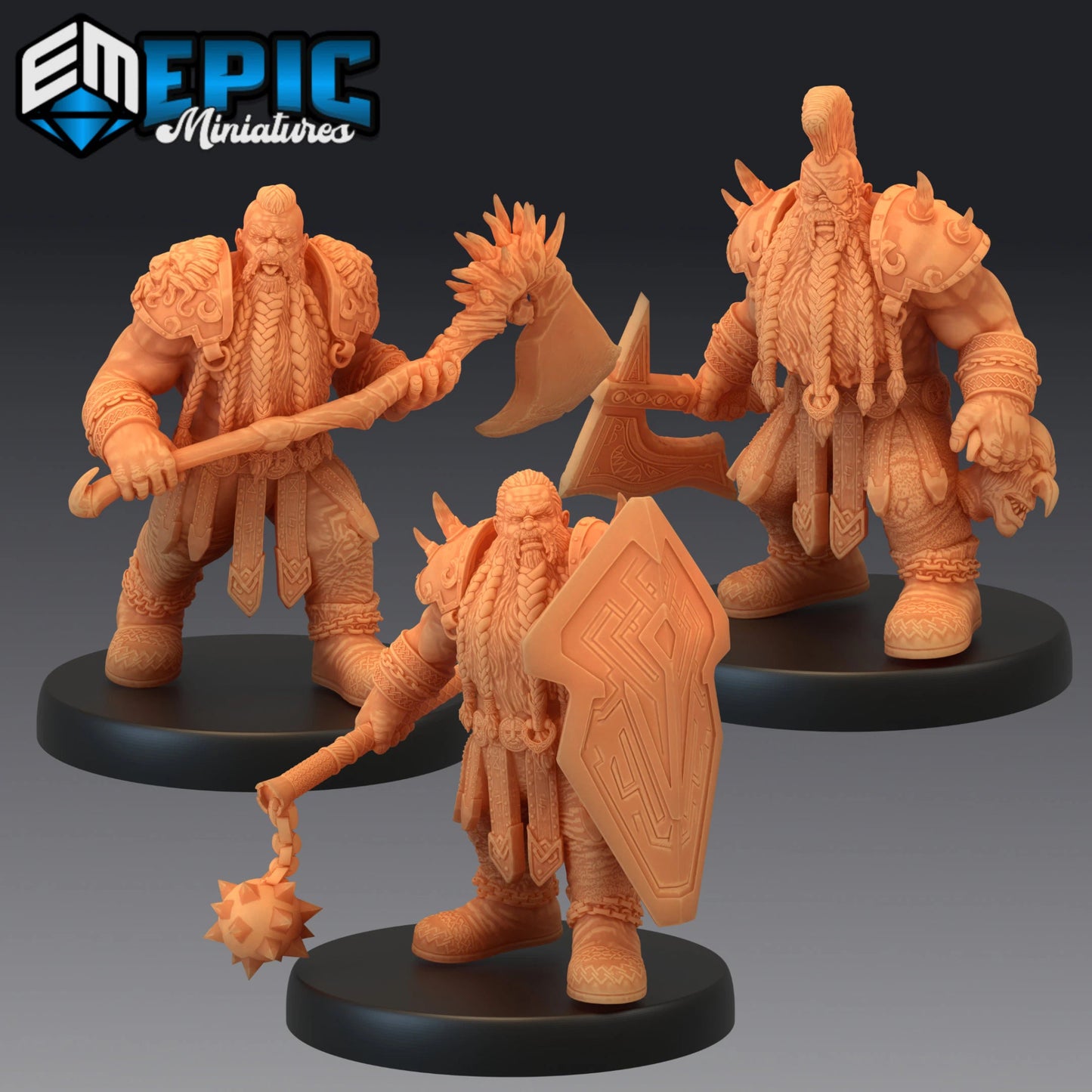 Dwarf Raider Miniature - Set of 3 - 28mm