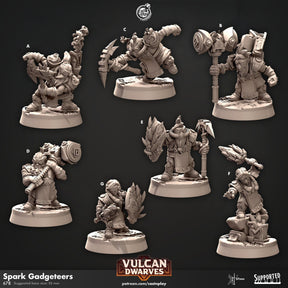 Dwarf Spark Gadgeteers, Vulcan Dwarves Miniature | A - Tabletop RPG & D&D miniature. Perfect for wargaming & collectors