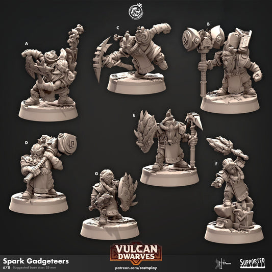 Dwarf Spark Gadgeteers, Vulcan Dwarves Miniature - Gadgeteer A - 