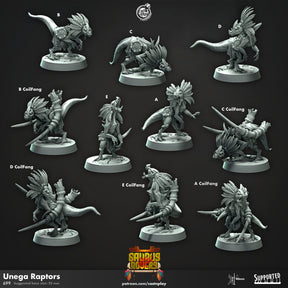 Dwarf Unega Raptors, Vulcan Dwarves Miniature | Raptor A - Tabletop RPG & D&D miniature. Perfect for wargaming & collectors