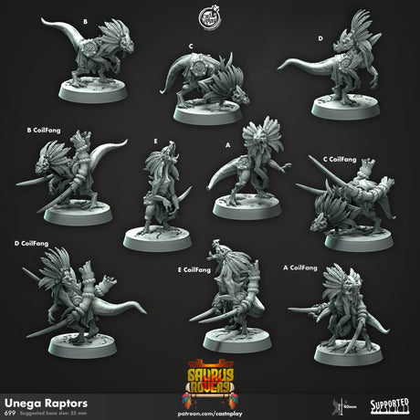 Dwarf Unega Raptors, Vulcan Dwarves Miniature | Raptor A - Tabletop RPG & D&D miniature. Perfect for wargaming & collectors
