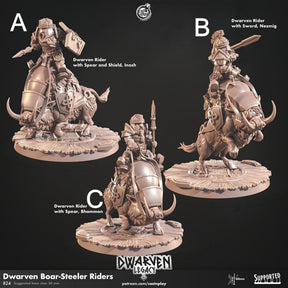 Dwarven Boar Steeler Riders Miniature | A - Tabletop RPG & D&D miniature. Perfect for wargaming & collectors