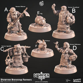 Dwarven Brewcrop Farmers Miniature | A - Tabletop RPG & D&D miniature. Perfect for wargaming & collectors