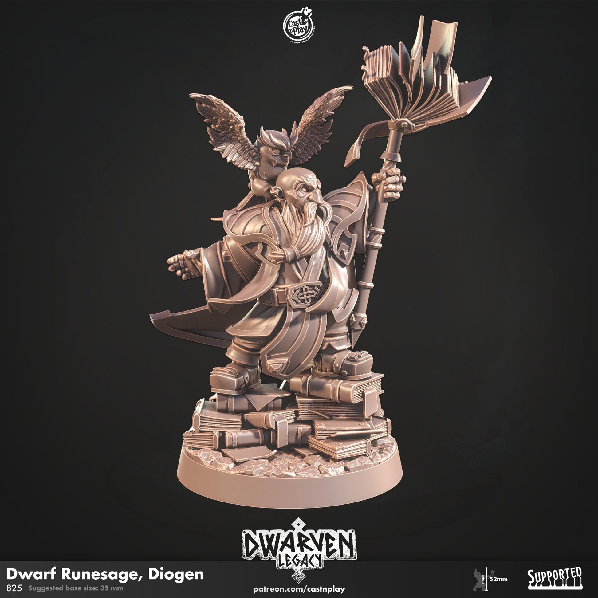 Dwarven Cartographer Miniature - Runesage, Diogen - 32mm