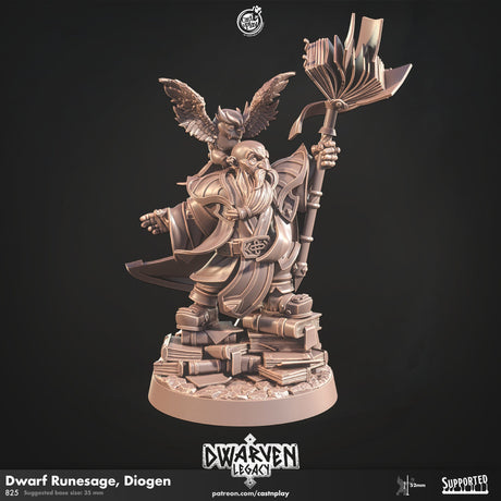 Dwarven Cartographer Miniature | Runesage, Diogen - Tabletop RPG & D&D miniature. Perfect for wargaming & collectors