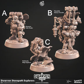 Dwarven Stonepath Explorers Miniature | A - Tabletop RPG & D&D miniature. Perfect for wargaming & collectors