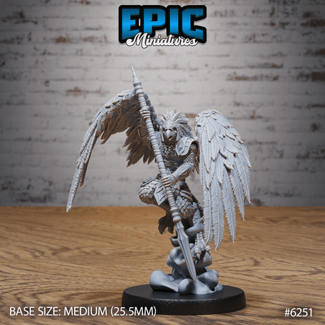 Eagle Folk Fighter Miniature | B - Tabletop RPG & D&D miniature. Perfect for wargaming & collectors