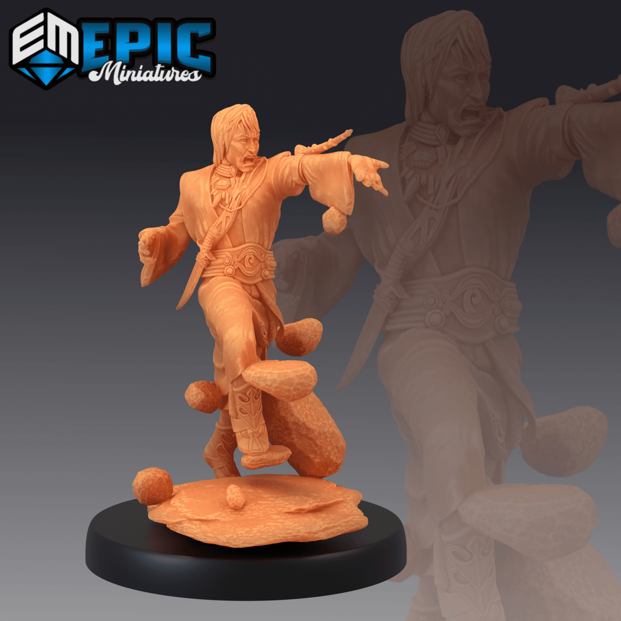 Earth Wizard Miniature | B - Tabletop RPG & D&D miniature. Perfect for wargaming & collectors