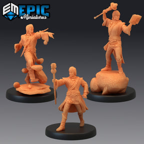 Earth Wizard Miniature | Set of 3 - Tabletop RPG & D&D miniature. Perfect for wargaming & collectors