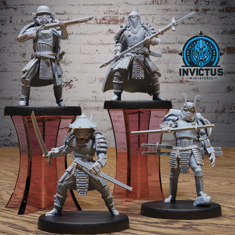 East Space Samurai Squad Samurai Miniature | Set of 4 - Tabletop RPG & D&D miniature. Perfect for wargaming & collectors