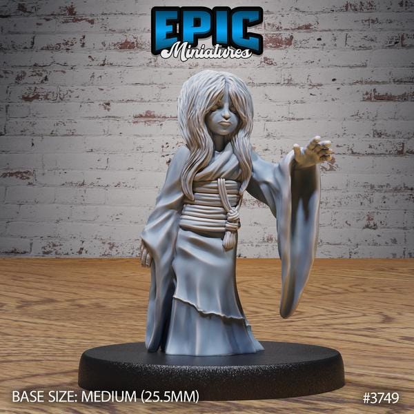 Eastern Ghost Girl Miniature | 3749 - Tabletop RPG & D&D miniature. Perfect for wargaming & collectors