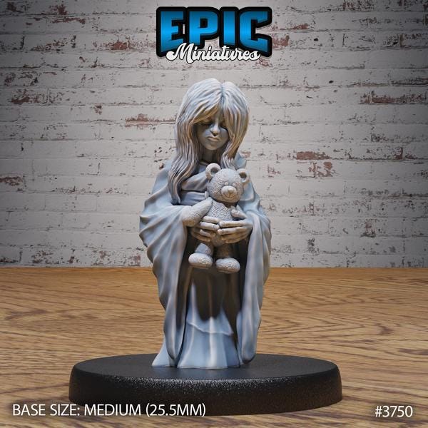 Eastern Ghost Girl Miniature | 3750 - Tabletop RPG & D&D miniature. Perfect for wargaming & collectors