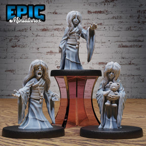 Eastern Ghost Girl Miniature | Full Set All Models - Tabletop RPG & D&D miniature. Perfect for wargaming & collectors