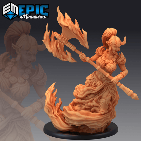 Female Efreeti Miniatures | C - Tabletop RPG & D&D miniature. Perfect for wargaming & collectors