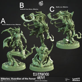 Eldarion, Guardian of the Forest Miniature | A - Tabletop RPG & D&D miniature. Perfect for wargaming & collectors