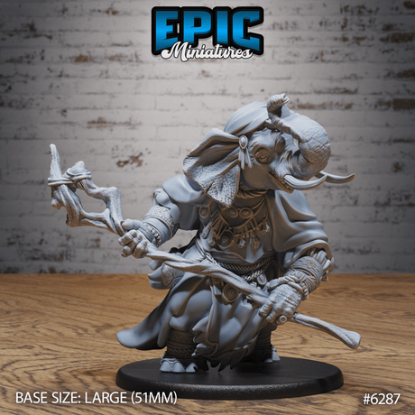 Elephant Folk Druids Miniature | B - Tabletop RPG & D&D miniature. Perfect for wargaming & collectors