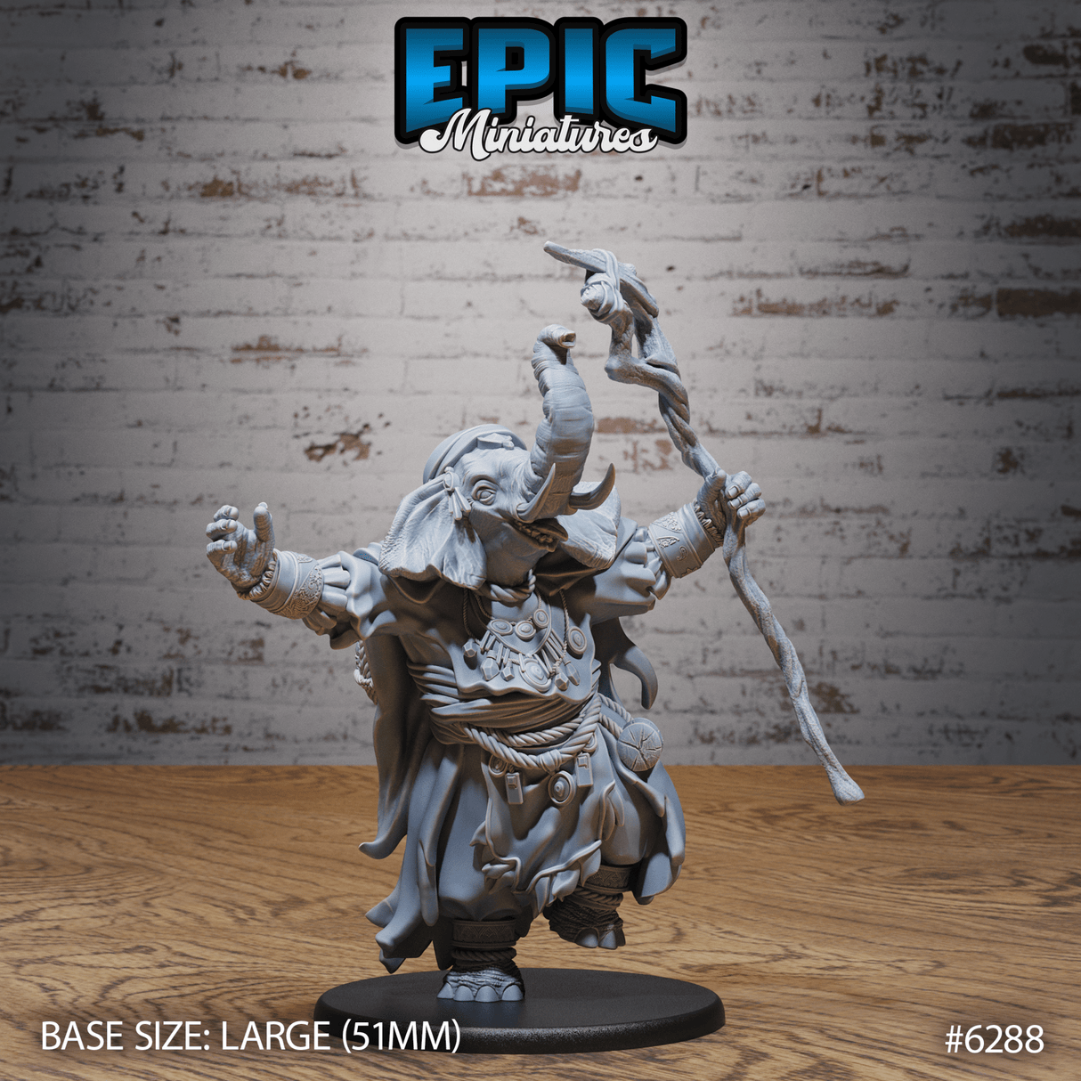 Elephant Folk Druids Miniature | C - Tabletop RPG & D&D miniature. Perfect for wargaming & collectors