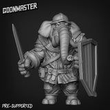 Elephant Folk Fighter Miniature | A - Tabletop RPG & D&D miniature. Perfect for wargaming & collectors
