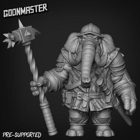 Elephant Folk paladin Miniature | B - Tabletop RPG & D&D miniature. Perfect for wargaming & collectors