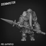 Elephant Folk Spearmen Miniature | B - Tabletop RPG & D&D miniature. Perfect for wargaming & collectors