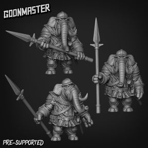 Elephant Folk Spearmen Miniature | Set of 3 - Tabletop RPG & D&D miniature. Perfect for wargaming & collectors