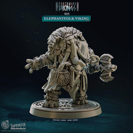 ElephantFolk Viking Miniature | A - Tabletop RPG & D&D miniature. Perfect for wargaming & collectors