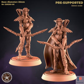 Female Elf Hunter Miniature | Set of 2 - Tabletop RPG & D&D miniature. Perfect for wargaming & collectors