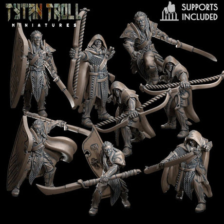 Elf Ranger Miniature | set of 8 - Tabletop RPG & D&D miniature. Perfect for wargaming & collectors
