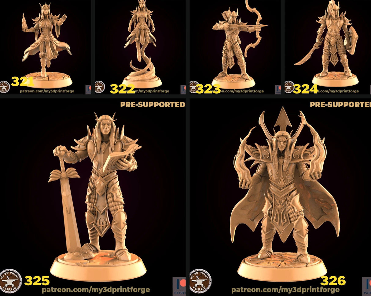 Elf Royal Miniature | Set of 6 - Tabletop RPG & D&D miniature. Perfect for wargaming & collectors