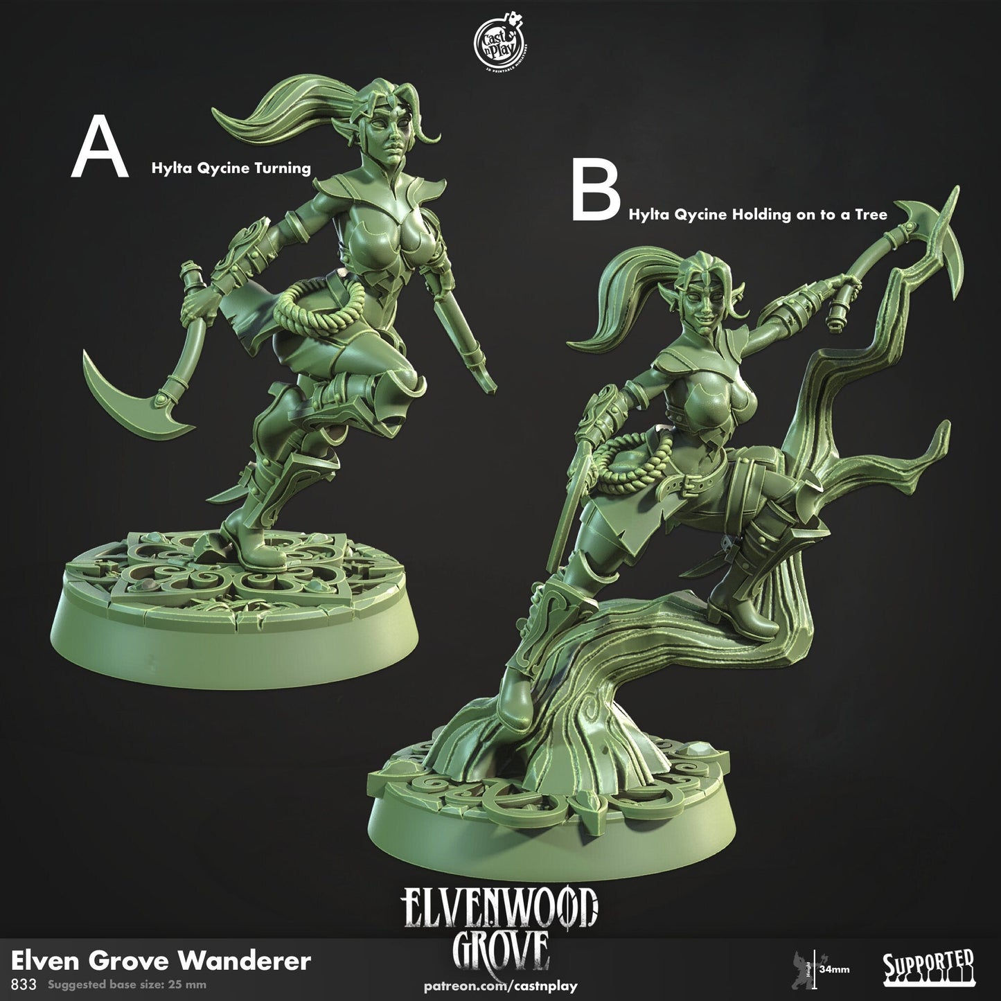 Elven Grove Wanderer Miniature - Grove Wanderer A - 32mm