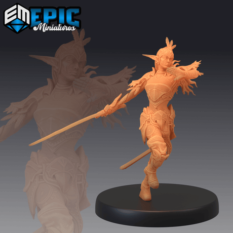 Elven Moonrunner Miniature | C - Tabletop RPG & D&D miniature. Perfect for wargaming & collectors