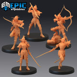 Elven Moonrunner Miniature | Set of 5 - Tabletop RPG & D&D miniature. Perfect for wargaming & collectors