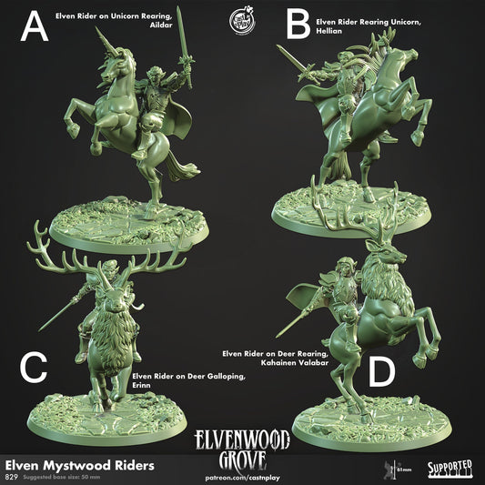 Elven Mystwood Riders Miniature - Elven Rider A - 32mm