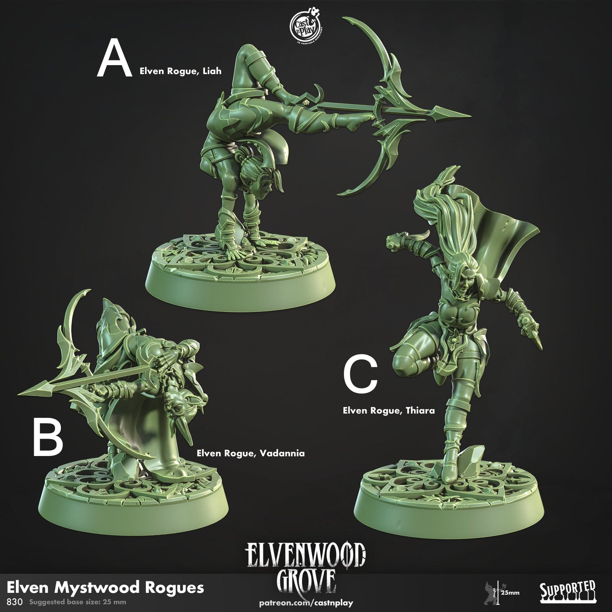 Elven Mystwood Rogues Miniature - Rogue Archer A - 32mm