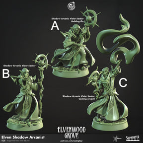 Elven Shadow Arcanist Miniature | A - Tabletop RPG & D&D miniature. Perfect for wargaming & collectors