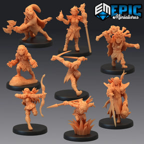 Elves Goblins Miniature | Set of 8 - Tabletop RPG & D&D miniature. Perfect for wargaming & collectors