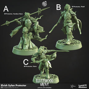 Elvish Sylan Protector Miniature | A - Tabletop RPG & D&D miniature. Perfect for wargaming & collectors