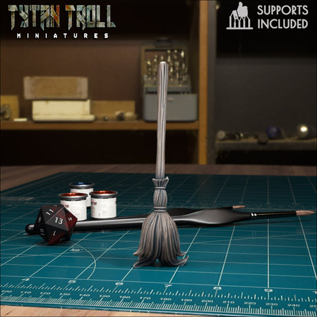 Enchanted Broom Miniature | A - Tabletop RPG & D&D miniature. Perfect for wargaming & collectors